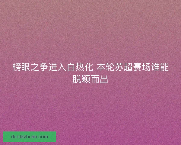 榜眼之争进入白热化 本轮苏超赛场谁能脱颖而出